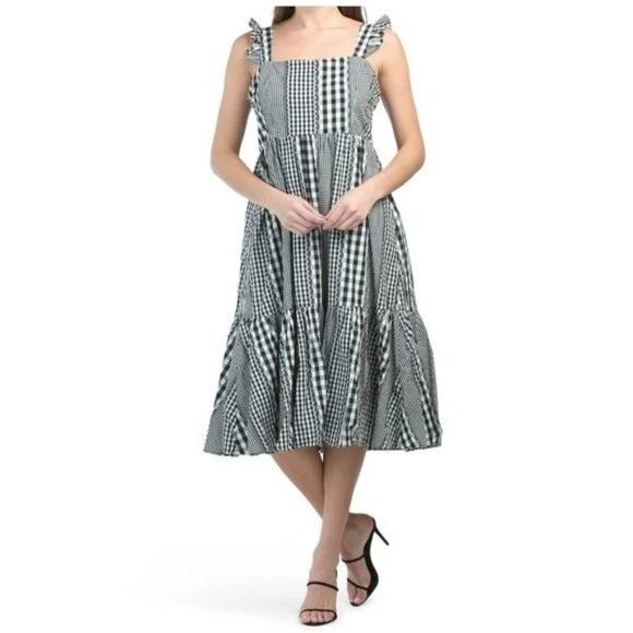Crosby by Mollie Burch Becca Dress Black white Plaid XS - Picture 1 of 7